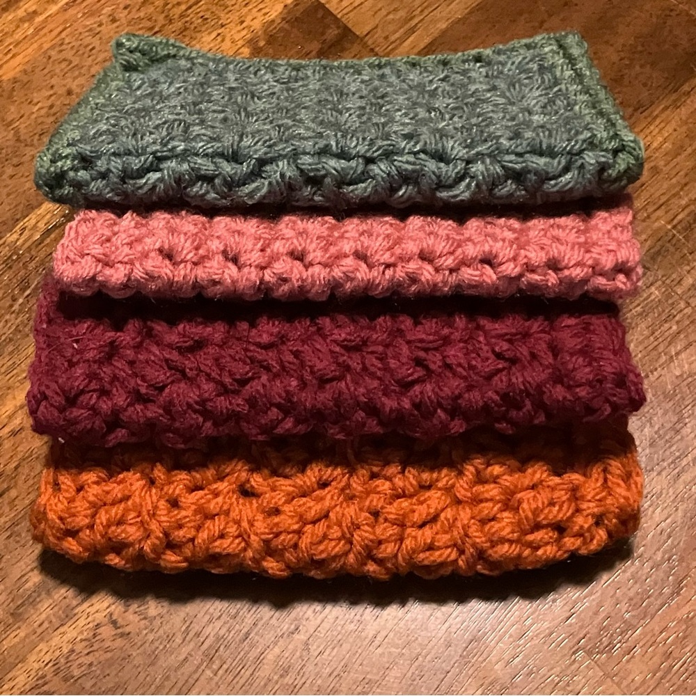 Farmhouse washcloths handcrafted crochet set of 4, size small: 5”X5” New